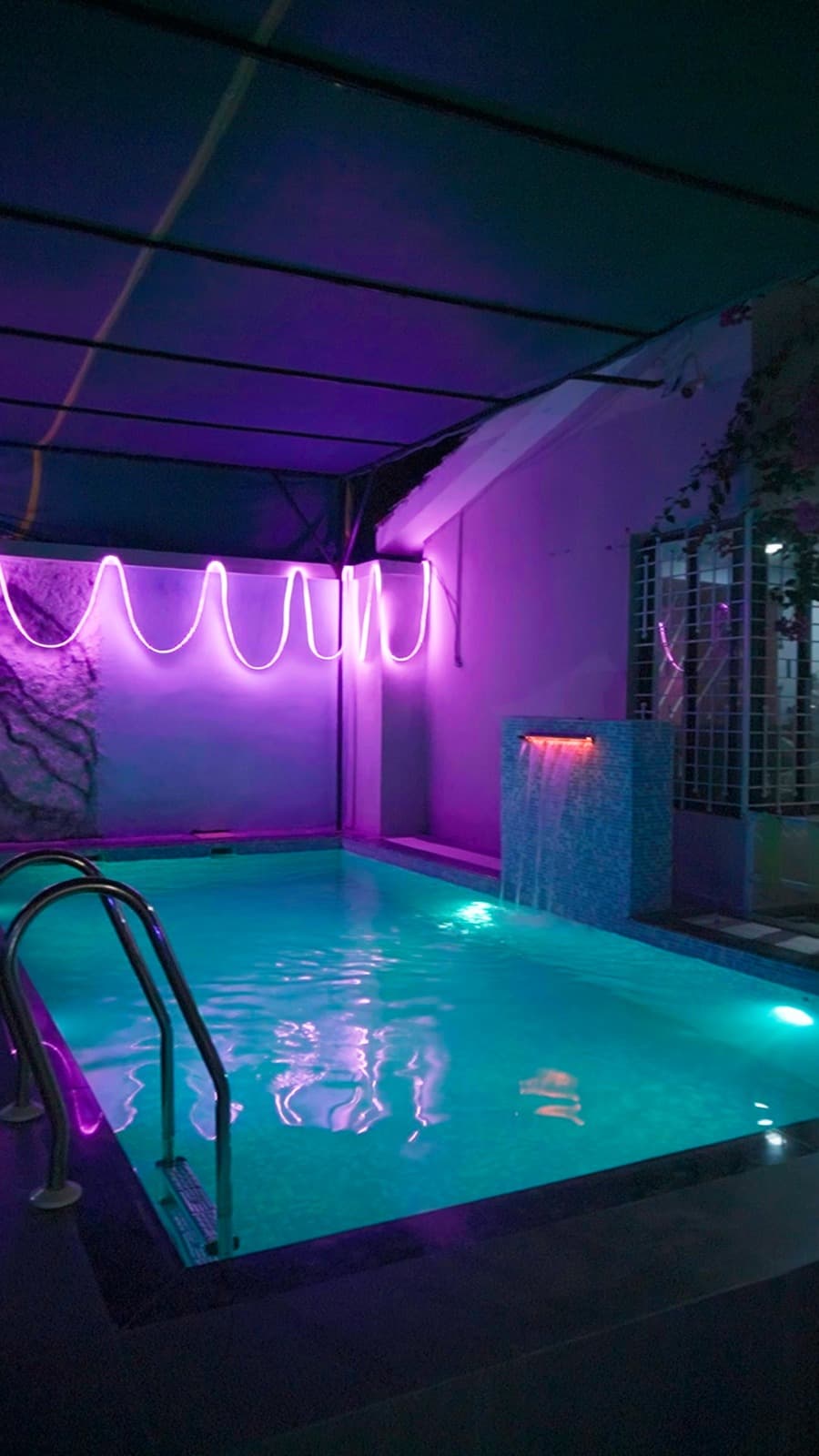 Swimming Pool Garden View Night