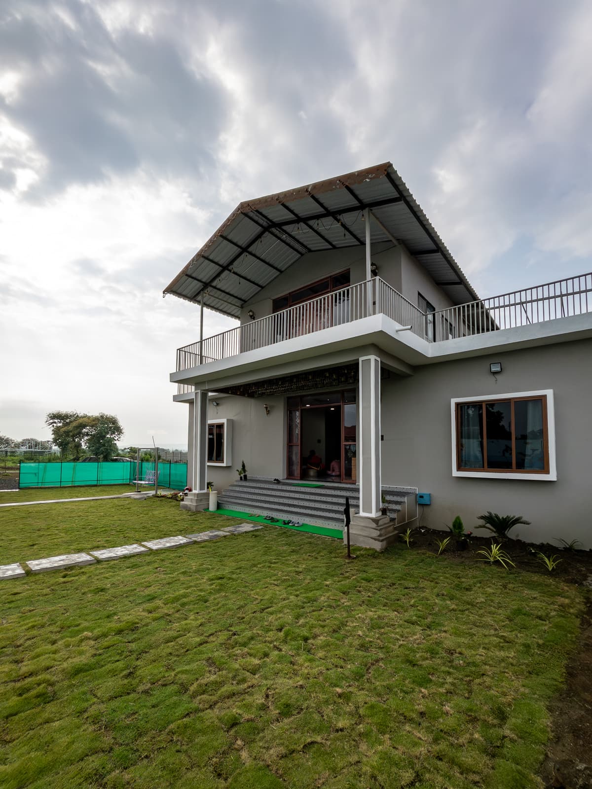 Main building with garden